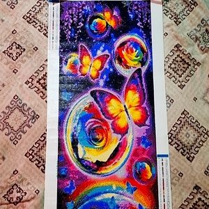 Rose and butterfly completed diamond painting